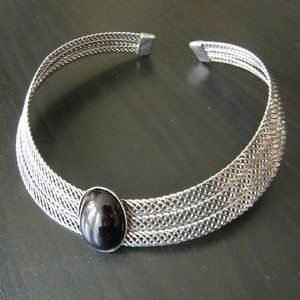 Silver Wire Collar Necklace